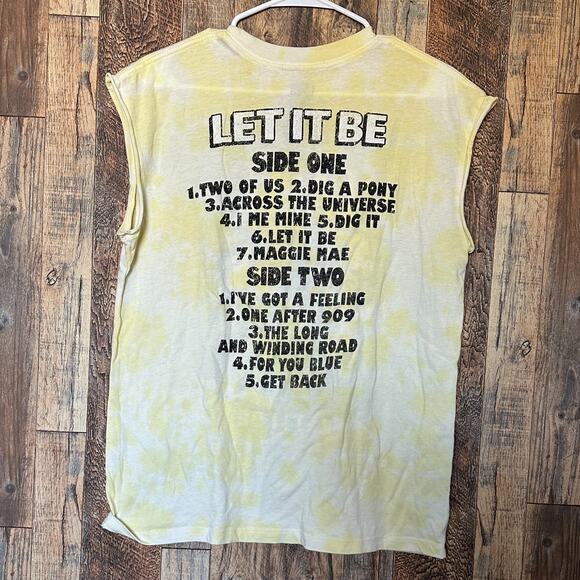 Beatles Yellow Acid Washed Let It Be Tank Top Womes Size Small - Picture 4 of 4